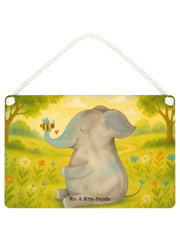 Mr. & Mrs. Panda Holzschild Elefant Biene Design ohne Spruch in Weiß