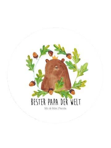 Mr. & Mrs. Panda Rund Magnet Bär König mit Spruch in Weiß