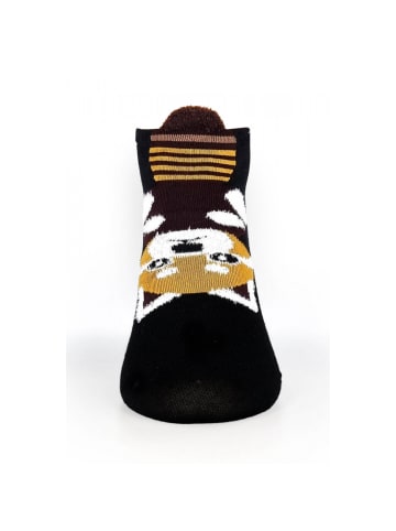 COFI 1453 Kurze Socken für Damen aus Baumwollmischung mit Pandamuster in Schwarz