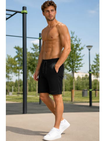 Reichstadt Herren Regular Fit Shorts Marken-Stick in Black