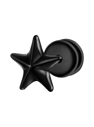 True Rebels Ohrstecker Stern aus Edelstahl in schwarz