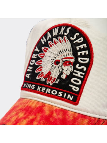 King Kerosin King Kerosin Trucker Cap im Used-Look Angry Hawks Speedshop in offwhite