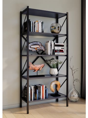 VCM  Holz Metall Stand Regal Büro Bücher Insasi 5fach in Anthrazit