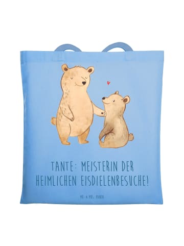Mr. & Mrs. Panda Tragetasche Tante Eisdielenmeisterin mit Spruch in Sky Blue