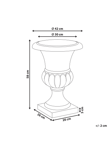 Beliani Outdoor Blumentopf KAIR in Grau - (W) 42 x (H) 58 x (L) 42 cm