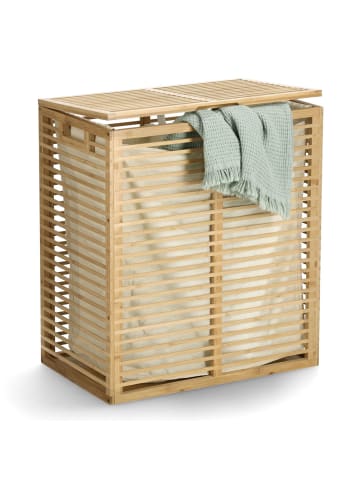 Zeller Verschließbarer Wäschekorb aus Bambus in Braun, (B) 33 x (H) 61 x (L) 53,5 cm