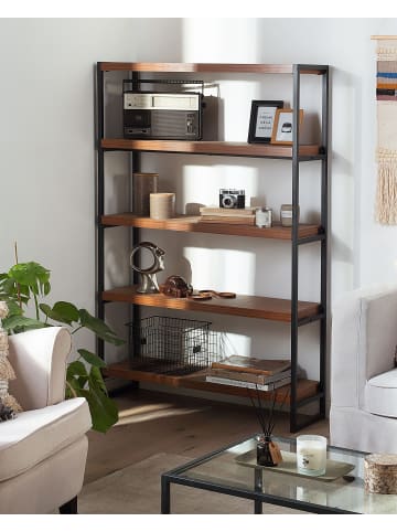 Beliani Bücherregal TIFTON in Braun/Schwarz - (W) 100 x (H) 155 x (L) 30 cm