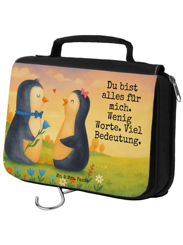 Mr. & Mrs. Panda Waschtasche Pinguin Pärchen Design mit Spruch in Weiß