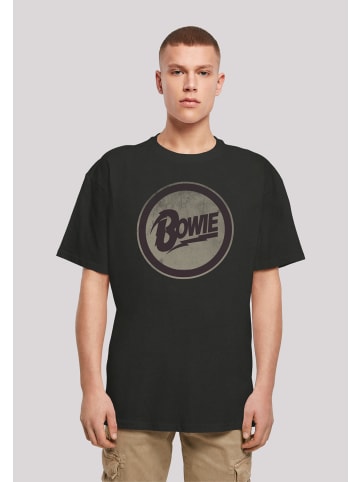 F4NT4STIC Heavy Oversize T-Shirt David Bowie Rock Music Band Circle Logo in schwarz