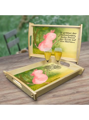 Mr. & Mrs. Panda Holz Tablett Axolotl Tanzen Design mit Spruch in Weiß