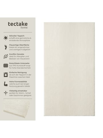 tectake Kurzflorteppich Soft Zone, rutschfeste Unterseite, creme