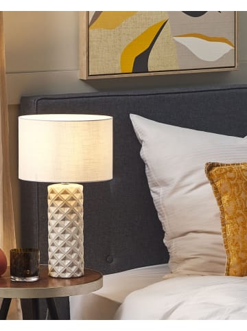 Beliani Tischleuchten BALONNE in Beige/Weiß - (W) 28 x (H) 49 x (L) 28 cm