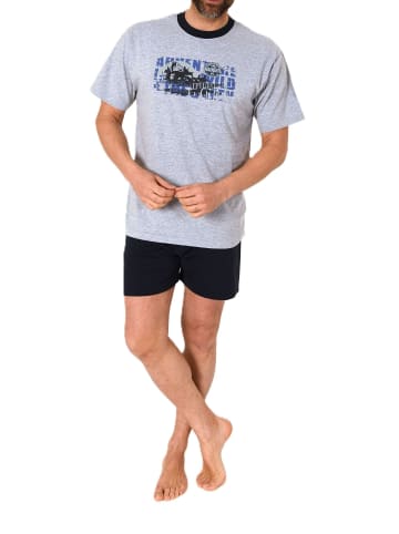 NORMANN kurzarm Schlafanzug Shorty Pyjama - 77283 in grau