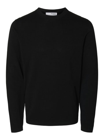SELECTED HOMME Pullover SLHRAVI LS KNIT STRUCTURE CREW NECK in Schwarz