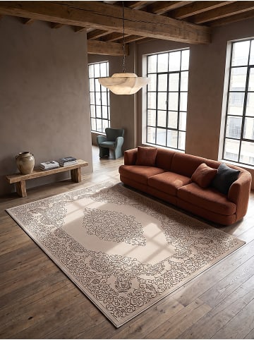 KADIMA DESIGN ERESMA Teppich Kurzflor Beige 80x150 Orientalisch Polyester Wohnzimmer in Beige
