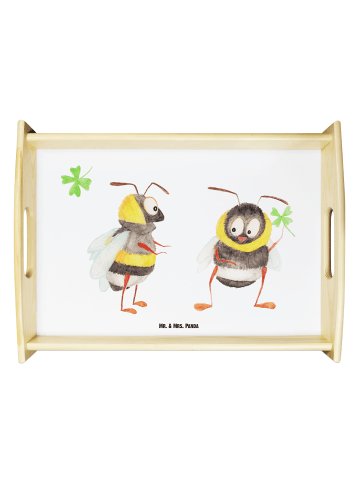 Mr. & Mrs. Panda Tablett Hummeln Kleeblatt ohne Spruch in Weiß