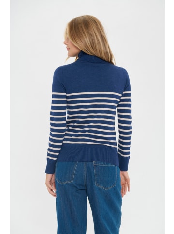 SAINT TROPEZ Rollkragen MilaSZ Gerade Passform in Pageant Gray Morn Stripe