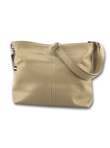 Florence Leder Schultertasche, Umhängetasche Florence Tasche taupe, beige ca. 29cm