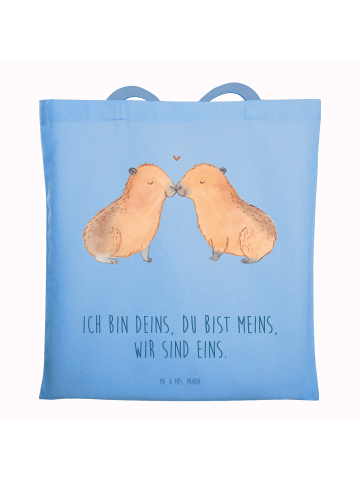 Mr. & Mrs. Panda Tragetasche Capybara Liebe mit Spruch in Sky Blue