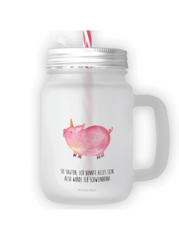 Mr. & Mrs. Panda Mason Jar Einhorn Schwein mit Spruch in Transparent