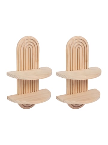relaxdays 2 x Wandregal in Natur - (B)21,5 x (H)35 x (T)12 cm