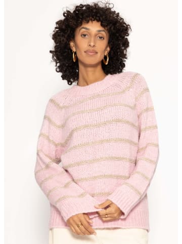 SASSYCLASSY Gestreifter Pullover mit Rundhalsausschnitt in Rosa