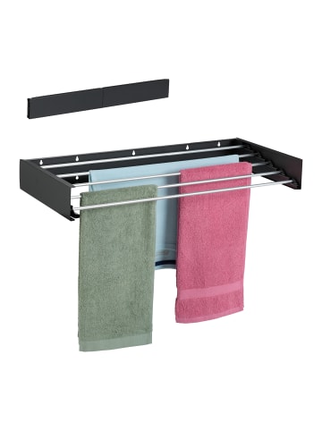 relaxdays Wand-Wäscheständer in Schwarz - 80 cm