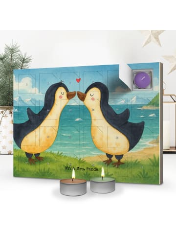 Mr. & Mrs. Panda Adventskalender Pinguine Kuss Design ohne Spruch in Weiß