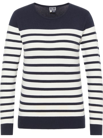 DreiMaster Maritim Damen Strickpullover in Marine Wollweiss