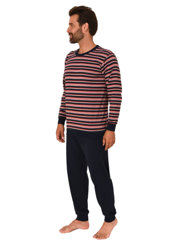 NORMANN langarm Schlafanzug Bündchen Pyjama Streifen - 83094 in marine