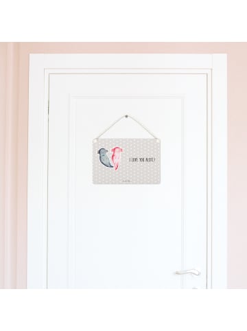 Mr. & Mrs. Panda Schild Axolotl Liebe mit Spruch in Grau Pastell