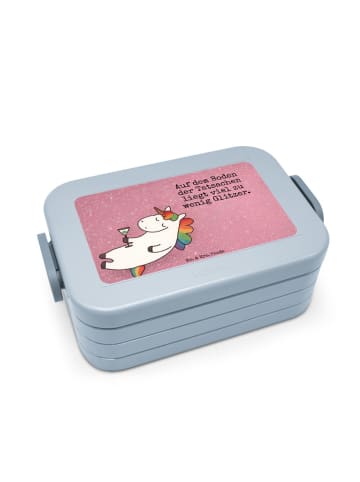 Mr. & Mrs. Panda MEPAL Bentobox Einhorn Blümchentail Design mit Spruch in Blau Pastell