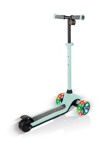 GLOBBER Kinder E-Scooter ONE K E-MOTION 4 PLUS in mint, mit Leuchtrollen