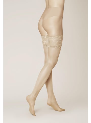 Kunert Halterlose Feinstrümpfe Satin Look 20 breites Spitzenband in Teint