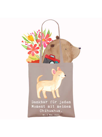 Mr. & Mrs. Panda Tote Bag Chihuahua Moment mit Spruch in Braun Pastell