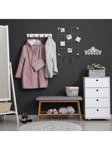 relaxdays 4 x Garderobenleiste in Weiß - (B)35x (H)17 x (T)3,5 cm