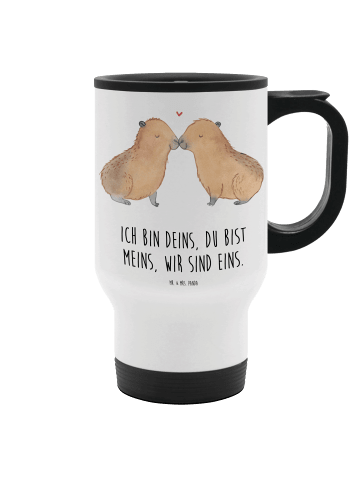 Mr. & Mrs. Panda Thermobecher Capybara Liebe mit Spruch in Weiß