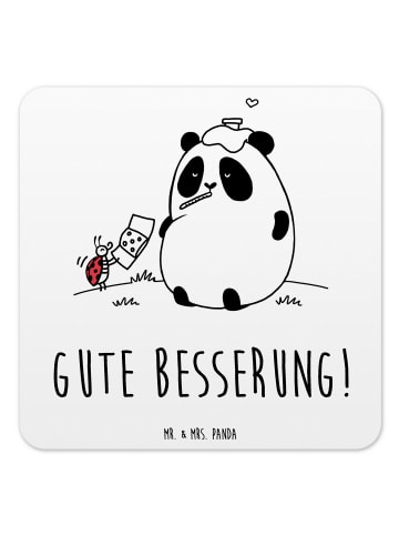 Mr. & Mrs. Panda Bierfilz Panda Gute Besserung mit Spruch in Weiß