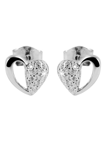 Adeliás Damen Ohrringe – Ohrstecker aus 925 Silber mit Zirkonia in silber