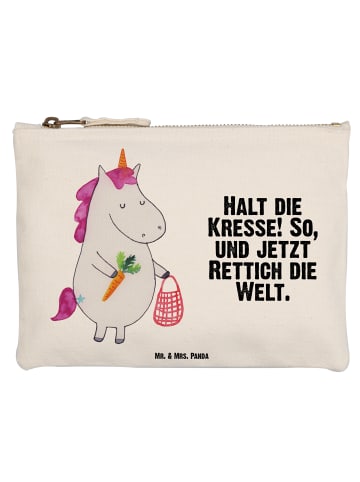 Mr. & Mrs. Panda Schminktasche Einhorn Gemüse mit Spruch in Weiß