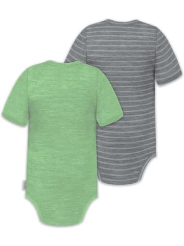 Normani Outdoor Sports 2er Set Doppelpack Baby Merino Body in Grün/Grau
