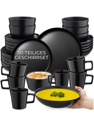 tectake Kombiservice"Una" Robustes Steingut mit Glasur für lange Haltbarkeit