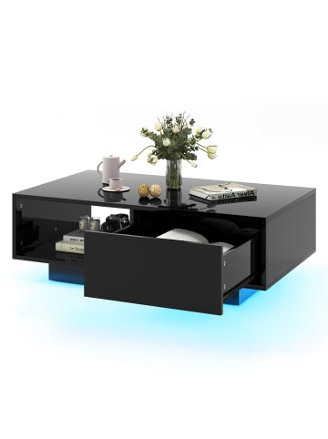 COSTWAY Couchtisch mit LED 95cm in Schwarz