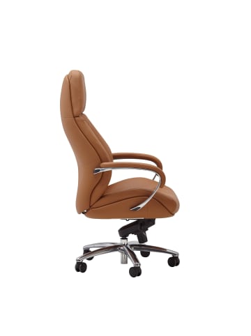 KADIMA DESIGN Designer Bürostuhl Bezug Echtleder Caramel Schreibtischstuhl bis 120 in Beige