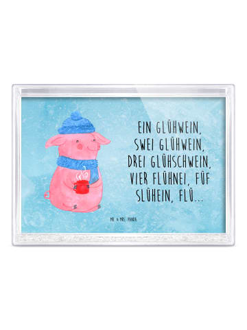 Mr. & Mrs. Panda Bilderrahmen Schweinchen Glühwein mit Spruch in Eisblau