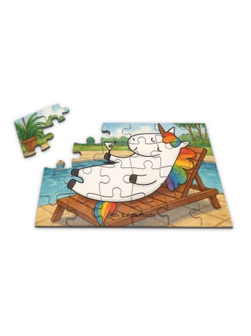 Mr. & Mrs. Panda Puzzle Einhorn Blümchentail Design ohne Spruch in Weiß