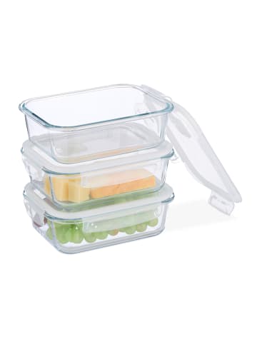 relaxdays 3 x Glasbehälter mit Deckel in Transparent - 1040 ml