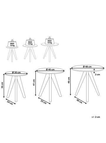 Beliani 3er-Set Couchtisch VEGAS in Grau/Braun