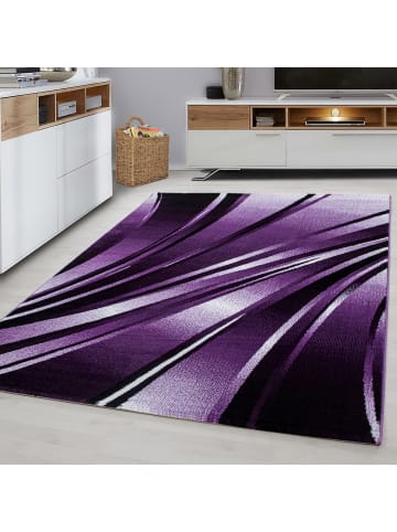 KADIMA DESIGN Teppich Handwäsche Kurzflor Abstrakte Wellen Polypropylen Wohnzimmer in Violett