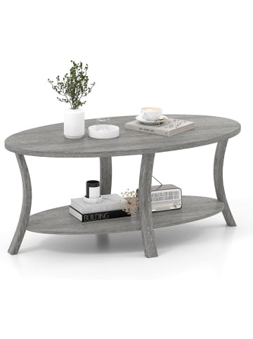 COSTWAY Couchtisch mit Ablage in Grau